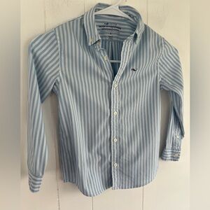 Vineyard Vines Light Blue & White Striped On The Go Performance Shirt Size 5
